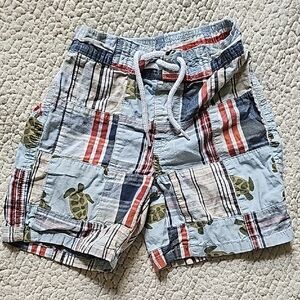 Kids Patchwork Shorts with Turtle Design
